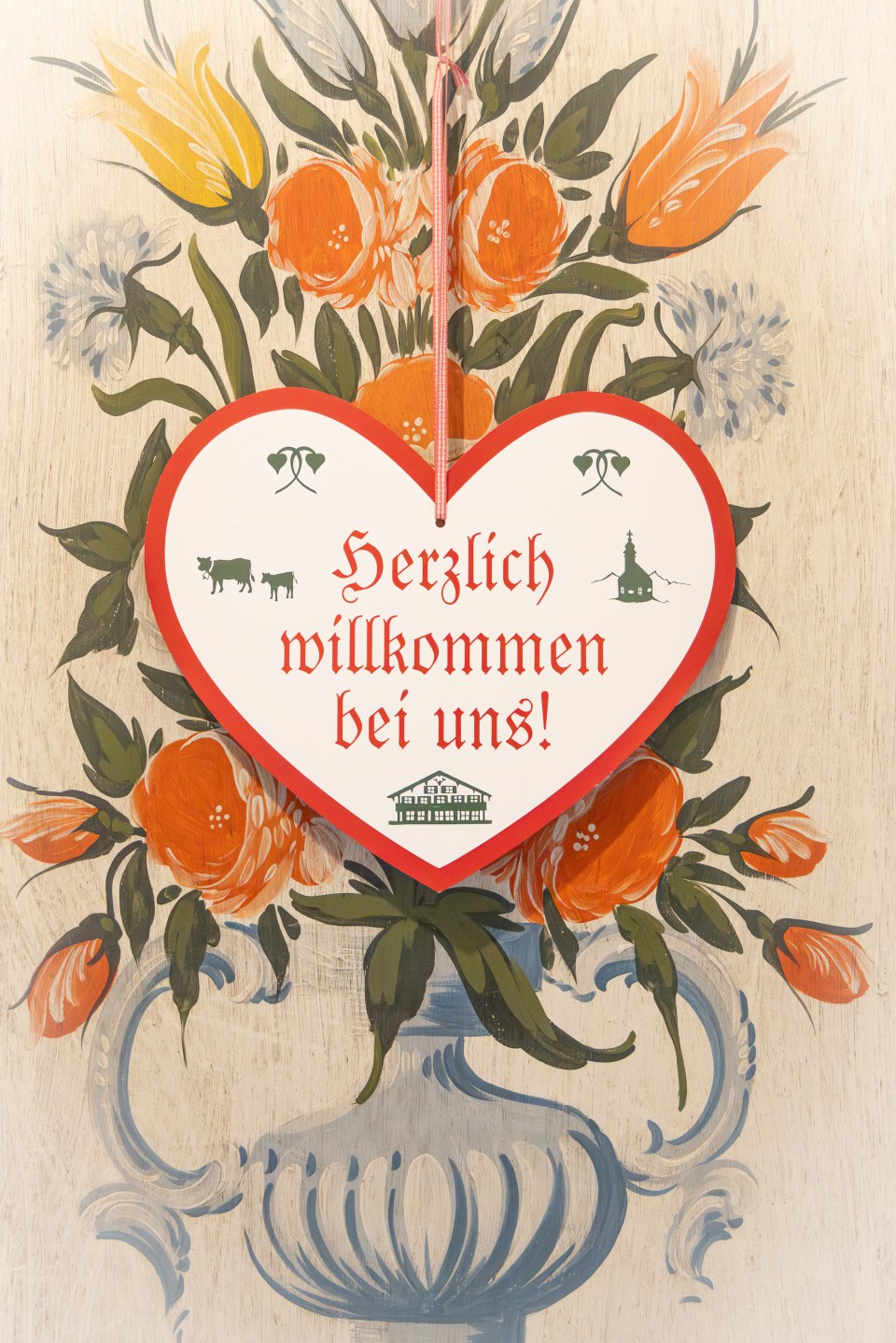 Gemaltes Willkommensschild im Landhaus am Stein